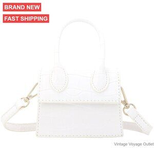 Mini Crossbody Bag Vegan Leather Top Handle Clutch Adjustable Strap